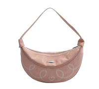 Qcbuegof Sac à main en forme de lune pour femme avec motif cœur cousu élégant en cuir PU sac à bandoulière pour les rencontres et le travail Fermetures éclair Sac à bandoulière, a