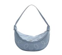 Qcbuegof Sac à main en forme de lune pour femme avec motif cœur cousu élégant en cuir PU sac à bandoulière pour les rencontres et le travail Fermetures éclair Sac à bandoulière, bleu