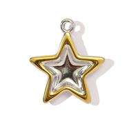 Qcbuegof Tendance Double Couleur Cœur Étoile Papillon Abeille Charm Pendentif en Acier Inoxydable 11 Options Élégantes Bords Lisses Double Couleur Etoile Lune Abeille Charme Bijoux, taille unique