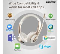 Qcc V5.1 Casque Sans Fil Bluetooth Avec Microphone,Suppression Du Bruit Cvc Et Silencieux/Station De Chargement/Dongle Usb,26 Heures Mains Libres Pour Téléphones Cellulaires/Équipes Ms/Zoom