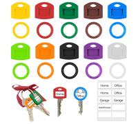 Qcdou 20 Pièces Couvres Clés, Cache Clef, 2 Styles de Capuchons de Touches Ronds et Carrés, Couvre Clef Couleur, 10 Couleurs, Identification Clé, Marquage de Touches des Clés de Porte