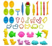 Qcdou Accessoire Pâte à Modeler, 41 Pièces Kit Pate a Modeler, Moule Pate a Modeler, avec Moules, Rouleau à Pâtisserie, Emporte-pièce, Jouets pour Filles et Garçons