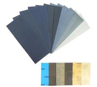 Qcdou Lot de 12 feuilles de papier abrasif humide et sec, grain 800 à 5000, grain assorti, 22,9 x 9,1 cm, papier émeri, papier abrasif fin pour le polissage de voitures, meubles en bois et murs