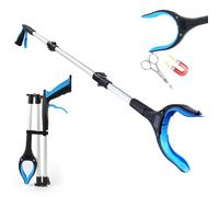 Qcdou Pince à Griffes rotative, Pince Ramasse Objet, Aide à la préhension légère, Pinces pour ramasser sans se baisser, Pinces à ordures, Bleu