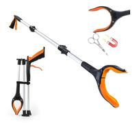 Qcdou Pince Ramasse Objet, Pince à Griffes rotative, Aide à la préhension légère, Pinces pour ramasser sans se baisser, Pinces à ordures, Couleur Orange