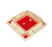 Qcdou Shut The Box Game, Jeu de Société en Bois avec 2 dés, Jeu de dés pour 1 à 4 Joueurs, de 3 4 5 6 Ans et Plus, Echiquier Intellectuel, Jeux de Société Famille, pour Enfants/Adultes (Rouge)