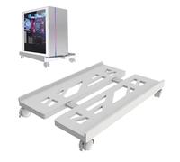 Qcdou Support PC Fixe Taille Réglable avec Roulettes Pivotantes Verrouillables Adapté À La Plupart des Support CPU sous Bureau (Blanc)