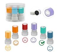 Qcdou Tampons Enseignants Français, 6PCS Plastique Auto Encreur Enfant, Smiley, Ecole Mignon Pour Encourager Motiver Élèves, Spécial Cadeau Professeur Avec Boîte