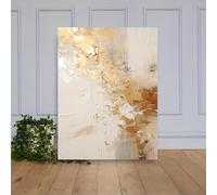 Qcdxfgdfh Tableau abstrait sur toile crème à paillettes dorées, texture neutre et chaleureuse, décoration intérieure contemporaine (80 x 120 cm, sans cadre)