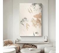 Qcdxfgdfh Tableau abstrait texturé beige neutre sur toile, style minimaliste crème, vertical, pour la décoration du salon (60 x 90 cm/cadre intérieur)