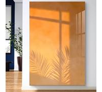 Qcdxfgdfh Tableau sur toile représentant une feuille de palmier orange chaude avec ombre portée, douce lumière du soleil, affiche botanique, décoration de salon (30x40cm/cadre intérieur)
