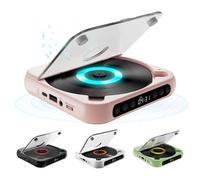 QCDZSW Lecteur CD Portable Compatible Bluetooth 5.3, Chargement Bluetooth Type-C, Compatible MP3/CD/CD-R, Lecteur de Musique de Voyage léger for Les Voyages, la Maison et la Voiture(Pink)