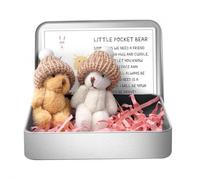 QCDZSW Petit Ours en Peluche avec Chapeau, Coffret Mini Ours en Peluche et Carte inspirante, Cadeau Anti-anxiété Mignon à Glisser dans sa Poche, for décorer Un Bureau ou for Un Anniversaire.(1pcs)