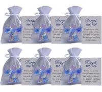 QCDZSW Souvenir d'ange en Fleur séchée «Ne m'oublie Pas», Ange Gardien avec Carte de condoléances et Sac en Organza, Souvenir de Relation à Distance avec Carte de condoléances(6pcs)