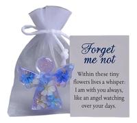 QCDZSW Souvenir d'ange en Fleur séchée «Ne m'oublie Pas», Applicable à Une Belle décoration avec Sac en Organza et Carte de condoléances, Mini Figurine d'ange Gardien en résine(1pcs)