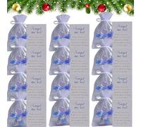 QCDZSW Souvenir d'ange en Fleur séchée «Ne m'oublie Pas», avec Sac en Organza et Carte de condoléances, jeton de Poche commémoratif, Mini Figurine d'ange Gardien en résine(12pcs)