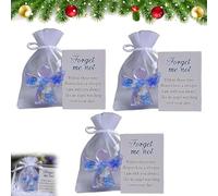 QCDZSW Souvenir d'ange en Fleur séchée «Ne m'oublie Pas», avec Sac en Organza et Carte de condoléances, jeton de Poche commémoratif, Mini Figurine d'ange Gardien en résine(3pcs)