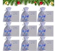 QCDZSW Souvenir d'ange en Fleur séchée «Ne m'oublie Pas», avec Sac en Organza et Carte de condoléances, jeton de Poche commémoratif, Mini Figurine d'ange Gardien en résine(9pcs)
