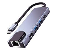 QCEs Adaptateur multiport USB C 5 en 1 USB C vers Ethernet, adaptateur USB C vers HDMI avec HDMI, port Ethernet, port USB 3.0, charge PD compatible avec MacBook Pro/Air, iPad Pro, iMac, XPS et plus