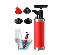 Qcesorib Deboucheur a Piston avec Manomètren, Pompe de Toilette Piston avec 4 Têtes de Piston, Déboucheur de Toilette à Air Comprimé, Déboucheur WC Haute Pression, pour Toilettes Lavabo