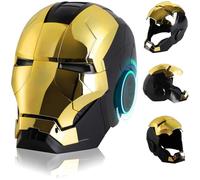 QCFGJBJK Iron MK5 Casque à commande vocale portable pour cosplay Ouverture et fermeture électroniques Yeux LED 1:1 Noir Doré