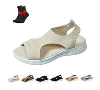 QCHAOLI Sandales Femme D’Été À Enfiler, Chaussures À Plateforme Large Pour La Marche, Sandales Légères Et Confortables Pour Un Usage Quotidien(Beige,42 EU)