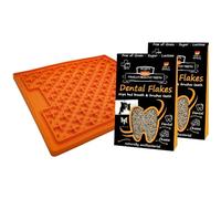 QCHEFS & Lickimat Buddy avec 2 flocons de brosse à dents pour chien à lécher le tapis de nourriture, soins dentaires contre la mauvaise haleine, les gingivites et le tartre (Buddy + 2 x flocons)