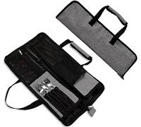 Qchengsan Sac à Couteaux de Chef, Sac à Couteaux de Chef Robuste Oxford, Portable 13 emplacements, étui à Couteaux de Chef Multifonction, Porte-Couteaux, Portefeuille, Rouleau d'outils, Gris, 18