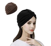 QCHOMEE 2Pcs Bonnet Turban Femme Bonnet de Nuit Coton Couvre-Chef Calotte Extensible Bandeau Foulard Musulmane Chapeau de Perte Cheveux pour Cancer Alopécie Vacances Sortie