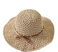 QCHOMEE Capeline Eté Respirant Chapeau de Soleil Paille Plage Seau Bassin Pêche Camping UPF50+ Anti-UV Casquette Visière Large Bord Réglable Sun Cap Voyage Vacances Pliable pour Femme Dame