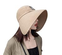 QCHOMEE Casquette Visière Large Bord Femme Capeline Coton Bob Chapeau de Seau Protection Solaire Anti-UV Chapeau de Soleil Extérieur pour Voyage Camping Printemps Eté