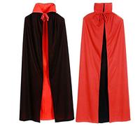 Qchomee Halloween Cape Rouge et Noir Manteau Réversible Mascarade Robe de Vampire Diable Déguisement Fantaisie Magicien Costume Long pour Halloween Noël Fête Performance Dramatique