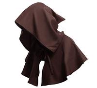 Qchomee Unisexe Cape de Halloween Court Capuchon Médiévale Manteau Costume de Sorcière Magicien Vampire Robe Mort pour Halloween Déguisement Party Carnaval Cosplay Sorcellerie
