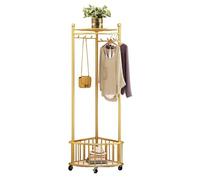 QCKNKMGG Bambou Rolling Coat Rack, Portant à vêtements en métal avec 6 Crochets et Cintre for Pantalons, sur Pied, 30 x 40 x 160 cm, Multicolore, Plusieurs Tailles(Gold,A)