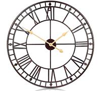 QCKNKMGG l’Horloge, Horloge Murale en métal avec Chiffres Romains, Style rétro Vintage Antique, Noire, 3 Tailles(L)