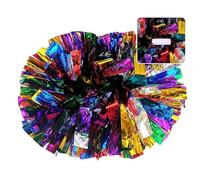 QCKNKMGG Pompons de Danse et de Cheerleading, Pom Poms Cheerleading Manche Long Multicolore 35cm 2 pcs(Coloured)