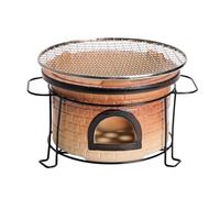 QCKNKMGG Un Vieux Barbecue en Argile, Barbecue à Charbon de Bois en Argile for Camping en Plein air, avec Grille, revêtement en Charbon, Grille en Acier Inoxydable, 20 x 12,7 cm