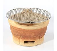 QCKNKMGG Un Vieux Barbecue en Argile, Poêle à Charbon d'extérieur en Argile avec Filet de Cuisson, Lot de 1, Multicolore, Plusieurs Tailles(Brown,L)