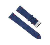 QCKNKMGG Une montre rétro-matte avec une peau de crâne, Bracelet de montre de rechange en cuir suédé multicolore avec boucle ardillon, 18 mm, 20 mm, 22 mm, 24 mm, avec outil(Royalblue-red Line-18mm)