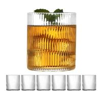 QCKNSO Lot de 6 verres à eau, striés, 300 ml, passent au lave-vaisselle, pour matcha glacé, latte glacé