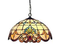 QCLU Lustre De Style Tiffany, Lampe Suspension Rétro Européenne, Abat-Jour en Verre Teinté Rustique, Lampe De Plafond for La Chambre Salon Décoration Éclairage (Size : 40cm)