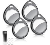 QCOQ Air Traceur Tags 4 Pièce, Noir | Localisateur Bluetooth d'Objets Compatible avec l'application Localiser d'Apple (Uniquement iOS), Air Localisateurs Tags pour Valises/Portefeuilles/Clés/Sacs