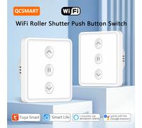 QCSMART Tuya - rideaux de volet roulant intelligent, interrupteur à bouton-poussoir, panneau 80x80, commande vocale à distance via Alexa Google Assistant 1 PACK