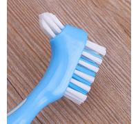 QCSTORE Brosse à Prothèses Dentaires, Brosse de Nettoyage Double Face pour Fausses Dents avec Grand Manche pour Personnes âgées, Matériau en Nylon Bleu 5 Pièces (Bleu)