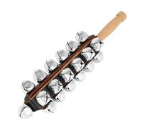 QCSTORE Cloche de Traîneau Argentée en Bois de Hêtre pour Chants de Noël et Entraînement Musical, Prise Confortable pour les Performances sur Scène et la Chorale - 25 Cloches Plaquées Ni pour une