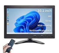 Qcvoruno Moniteur de sécurité et écrans de 10,1", résolution 1024 x 600, prise en charge d'entrée HD/BNC/AV/VGA/USB, double haut-parleurs intégrés, moniteur LCD portable, adapté pour les jeux vidéo
