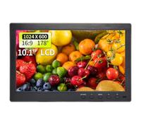 Qcvoruno Moniteur de sécurité LCD 10,1 pouces et écrans, résolution 1024 x 600, entrée BNC/AV, moniteur portable avec deux haut-parleurs intégrés, convient pour TV, CCTV, DVD, CCD