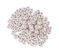 Qcwwy 100 Pièces de Perles Carrées en érable Mélangées, Cube de Lettres, Perles d'espacement en Vrac, de Fabrication de Bijoux pour la Fabrication de Bijoux Faits Maison, Accessoires de Vêtement