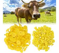 Qcwwy 100 Pièces étiquettes d'oreille de Bétail étiquettes Jaunes en Plastique pour Chèvres Moutons et Bovins 2.7 Cm de Diamètre pour l'identification du Bétail Volaille (Jaune sans mots (100