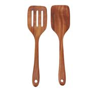 Qcwwy 2 Pièces Spatule à Fente en Bois, Ensemble de Spatule en Bois de Cuisine de Cuisine Domestique pour égoutter le Restaurant à la Maison en Remuant le Mélange Servant la Cuisson